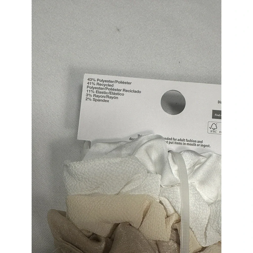 TIME and TRU 10 pack hair scrunchies‎ ties white brown grey black gray